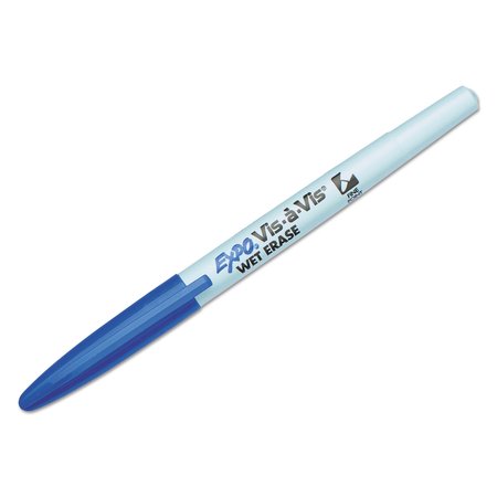 Expo Vis-à-Vis Wet Erase Marker, Fine Bullet Tip, Blue, PK12 16003